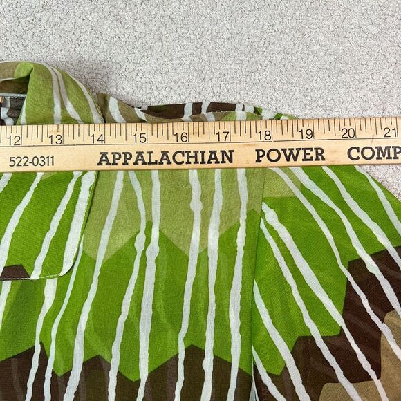 MG New York Paris Button Up Blouse Womens Size 3X Green Abstract Short Sleeve‎ - Picture 3 of 9